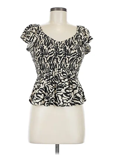 Pre-owned Japna Short Sleeve Blouse In White