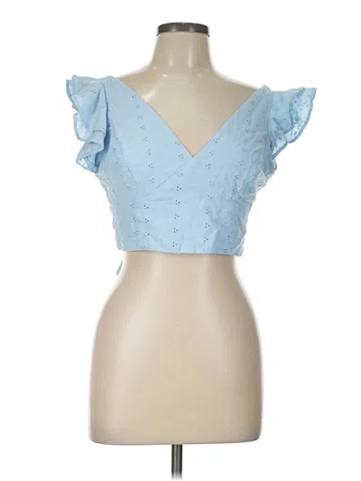 Pre-owned Japna Short Sleeve Top Blue Sweetheart Neckline Tops