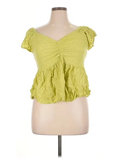 Pre-owned Japna Short Sleeve Top Green Sweetheart Neckline Tops