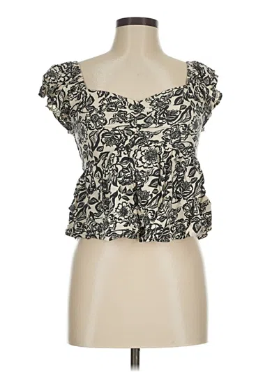Pre-owned Japna Short Sleeve Top Ivory Sweetheart Neckline Tops