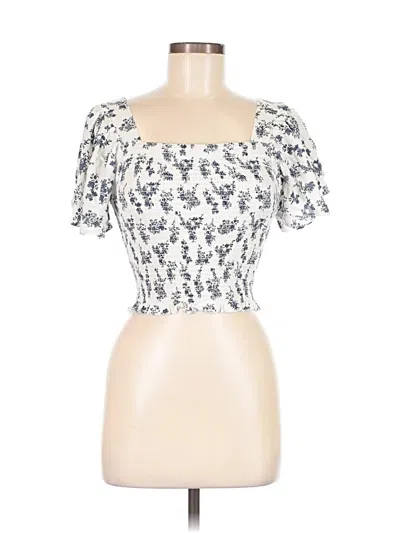 Pre-owned Japna Short Sleeve Top Ivory Sweetheart Neckline Tops In White