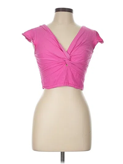 Pre-owned Japna Short Sleeve Top Pink Sweetheart Neckline Tops