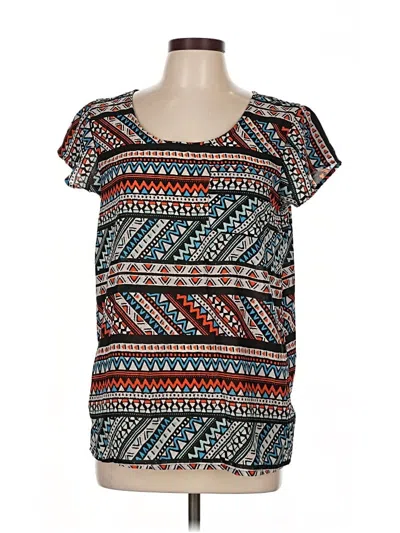 Pre-owned Japna Short Sleeve Top Teal Scoop Neck Tops In Blue