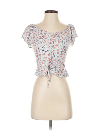 Pre-owned Japna Short Sleeve Top White Sweetheart Neckline Tops