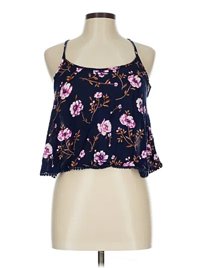 Pre-owned Japna Tank Top Blue Halter Neckline Tops