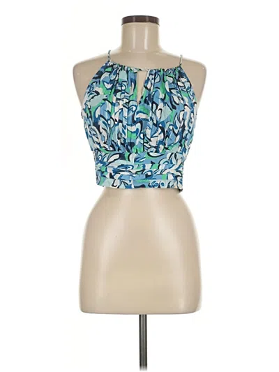 Pre-owned Japna Tank Top Blue Halter Neckline Tops
