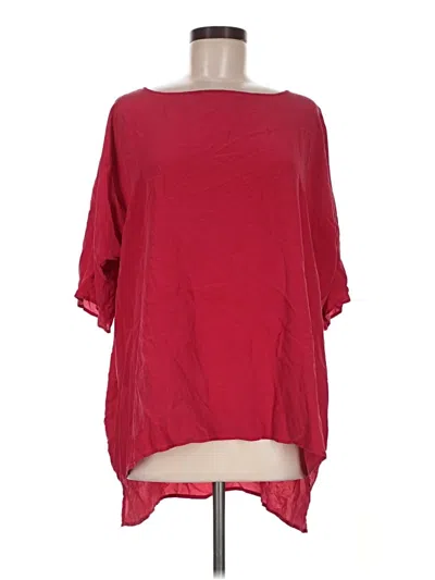 Pre-owned Jarbo 3/4 Sleeve Silk Top Red Boatneck Tops