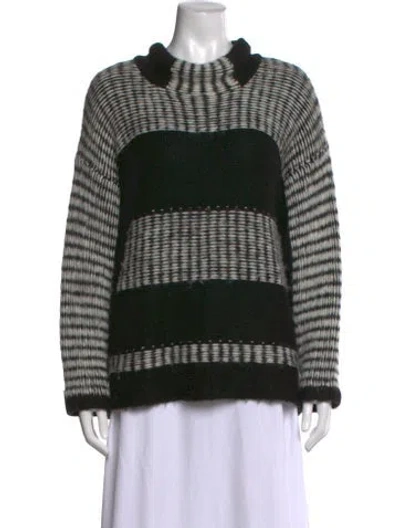 Pre-owned Jarbo Baby Alpaca Striped Sweater In Black