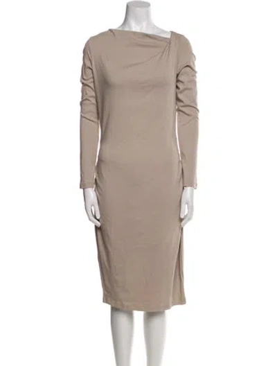 Pre-owned Jarbo Bateau Neckline Knee-length Dress In Gray