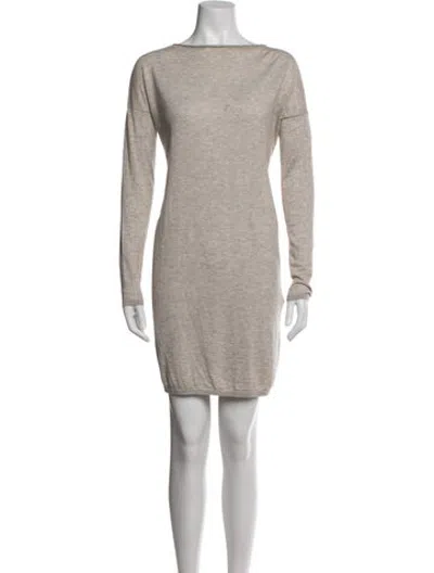 Pre-owned Jarbo Bateau Neckline Knee-length Dress In Neutrals