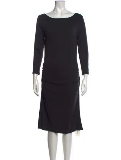 Pre-owned Jarbo Bateau Neckline Midi Length Dress In Black
