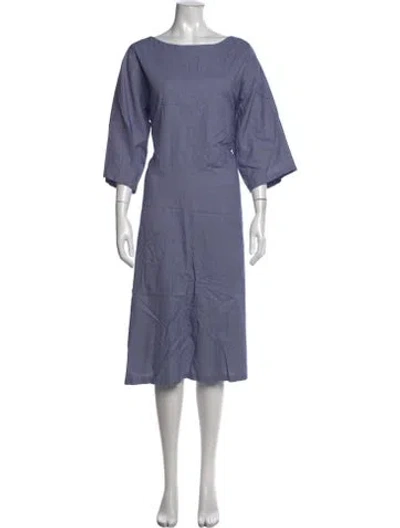 Pre-owned Jarbo Bateau Neckline Midi Length Dress In Blue