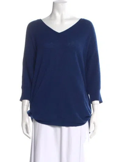 Pre-owned Jarbo Cashmere V-neck Sweater In Blue