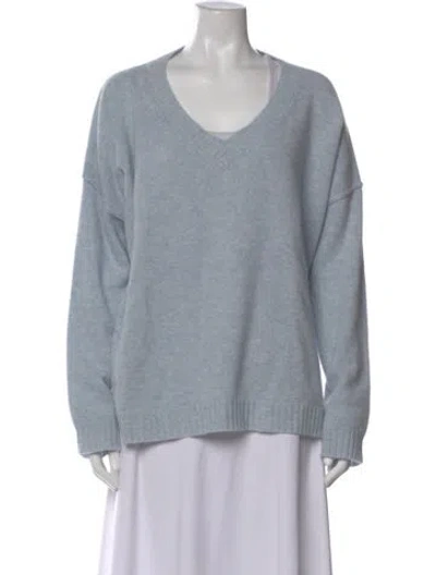 Pre-owned Jarbo Cashmere V-neck Sweater In Blue