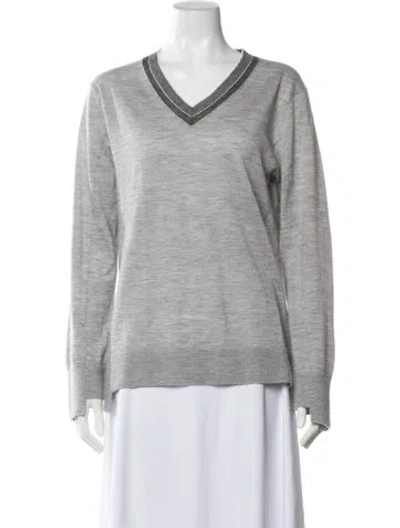 Pre-owned Jarbo Cashmere V-neck Sweater In Grey