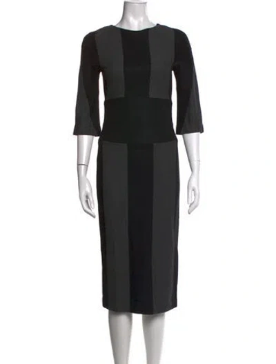 Pre-owned Jarbo Colorblock Pattern Knee-length Dress In Black
