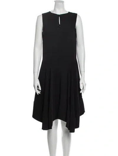 Pre-owned Jarbo Crew Neck Midi Length Dress In Black