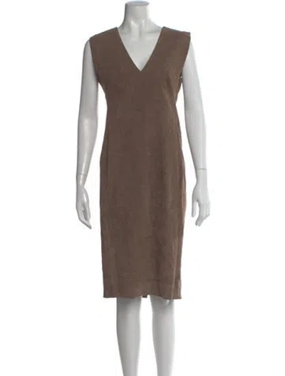 Pre-owned Jarbo Lamb Leather Knee-length Dress In Brown