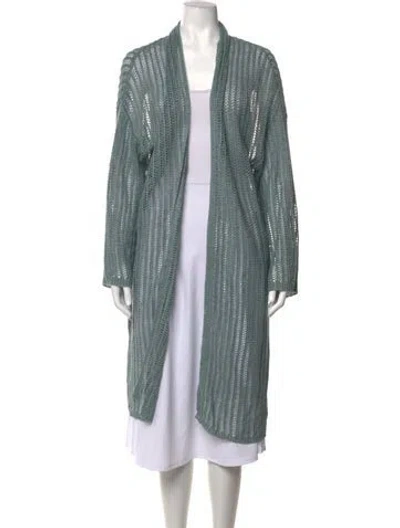 Pre-owned Jarbo Linen Open Front Sweater In Blue/green