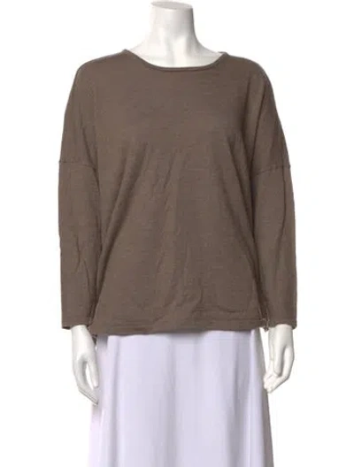 Pre-owned Jarbo Merino Wool Crew Neck Sweater In Brown