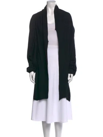 Pre-owned Jarbo Merino Wool Open Front Sweater In Black