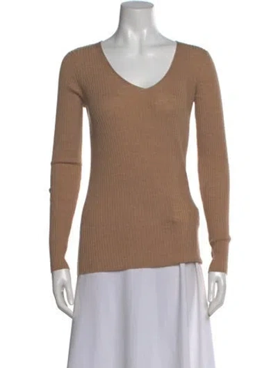 Pre-owned Jarbo Merino Wool V-neck Sweater In Neutral