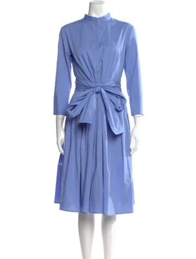 Pre-owned Jarbo Mock Neck Midi Length Dress In Blue