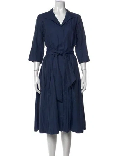 Pre-owned Jarbo Patterned Midi Length Dress In Blue
