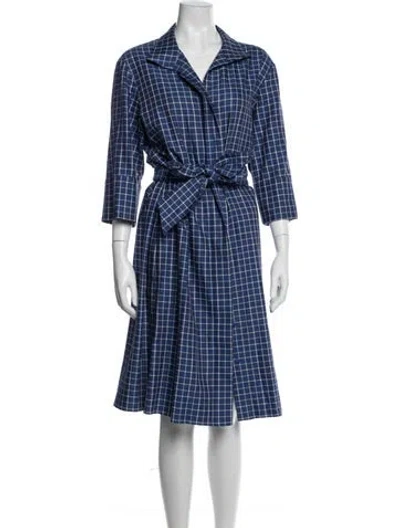 Pre-owned Jarbo Plaid Print Knee-length Dress In Blue