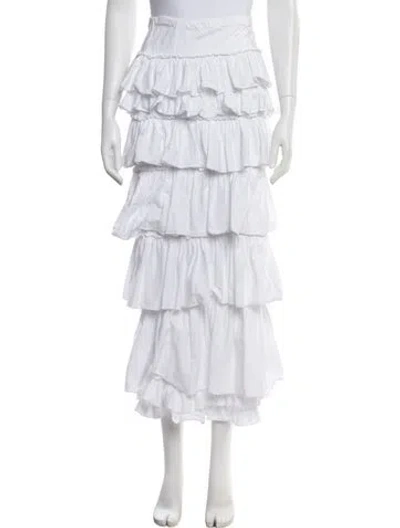 Pre-owned Jarbo Ruffle Embellishment Midi Length Skirt In White