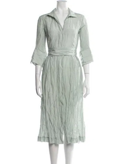 Pre-owned Jarbo Striped Midi Length Dress In Green