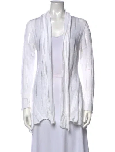 Pre-owned Jarbo Supima Cotton Open Front Sweater In White