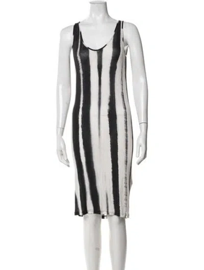 Pre-owned Jarbo Tie-dye Print Knee-length Dress In Black/white