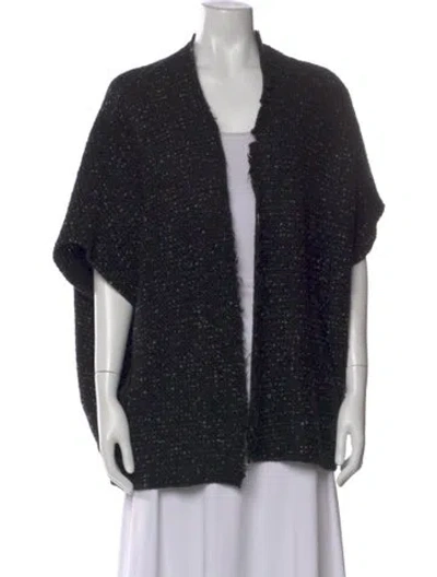 Pre-owned Jarbo Tweed Pattern Open Front Sweater In Black