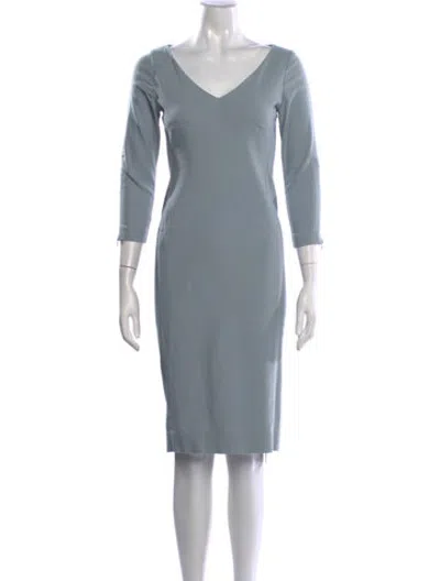 Pre-owned Jarbo V-neck Knee-length Dress In Blue
