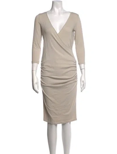 Pre-owned Jarbo V-neck Knee-length Dress In Neutrals