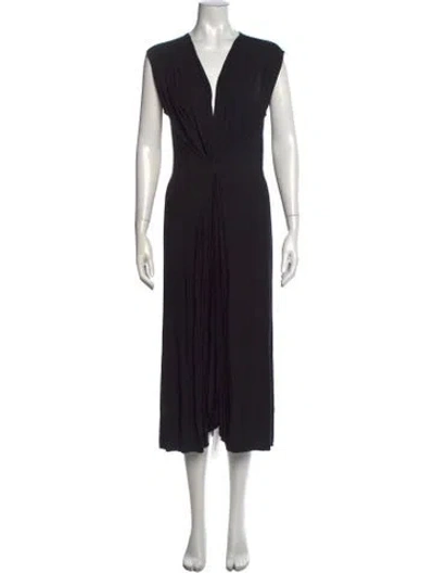 Pre-owned Jarbo V-neck Long Dress In Black
