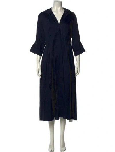 Pre-owned Jarbo V-neck Long Dress In Blue