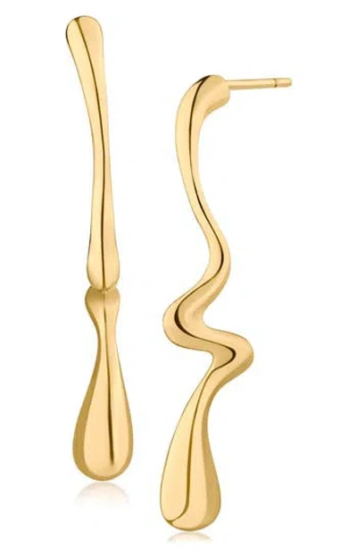 Jardin Abstract Wavy Drop Earrings In Gold