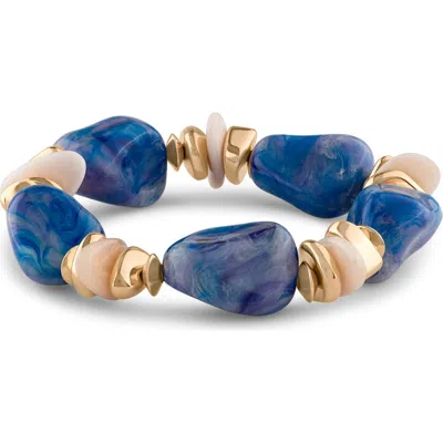 Jardin Acrylic Stone Stretch Bracelet In Blue/ Gold