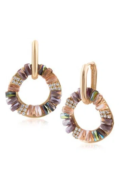 Jardin Baguette Crystal Frontal Hoop Earrings In Gold