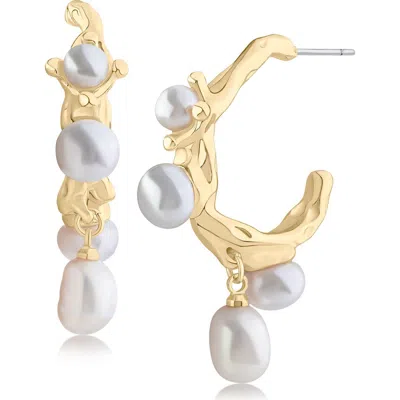 Jardin Baroque Faux Pearl Drop Hoop Earrings