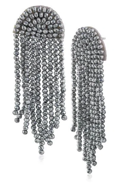 Jardin Beaded Waterfall Drop Earrings In Silver