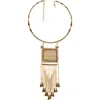Jardin Beaded Wire Fringe Necklace In Gold