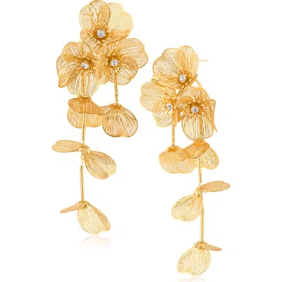 Jardin Blooms & Vines Statement Drop Earrings In Clear Gold