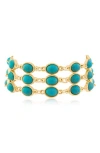 Jardin Cabachon Synthetic Turquoise Bracelet In Turquoise/gold