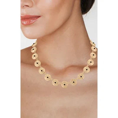 Jardin Cabochon Disc Collar Necklace In Black/ Gold