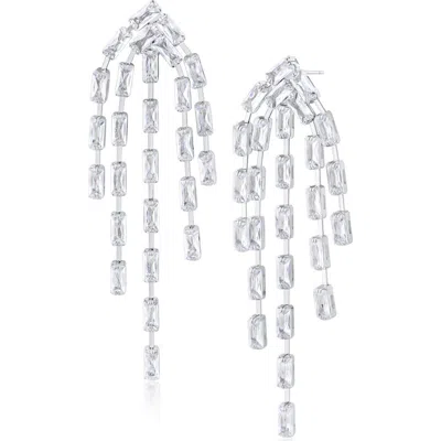 Jardin Cascading Cubic Zirconia Drop Chandelier Earrings In Silver