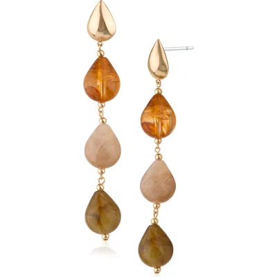Jardin Cascading Teardrop Statement Earrings In Brown/ Gold