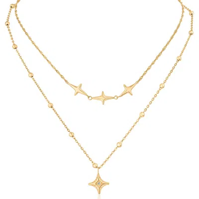 Jardin Celestial Layered Pendant Necklace In Clear Gold